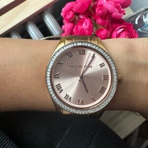 Michael Kors Women's Wren Chronograph Rose Gold-Tone Stainless Steel Watch 42mm